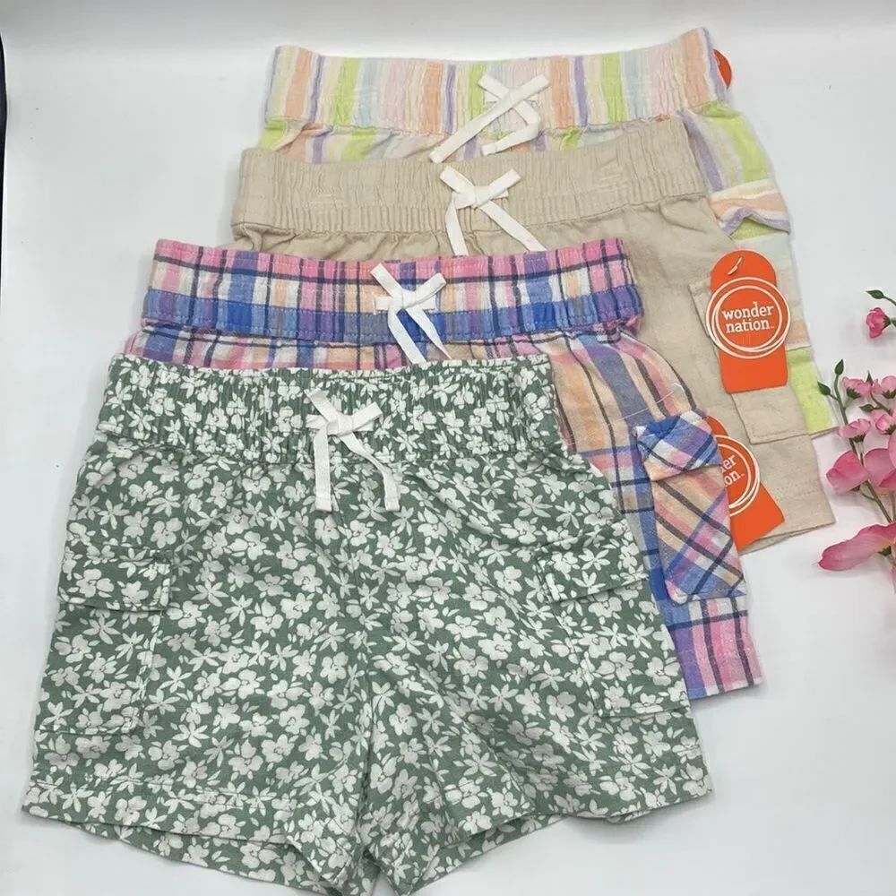 Girls Comfy Pull On Soft Casual Shorts 4-Pack Size S 6-6X